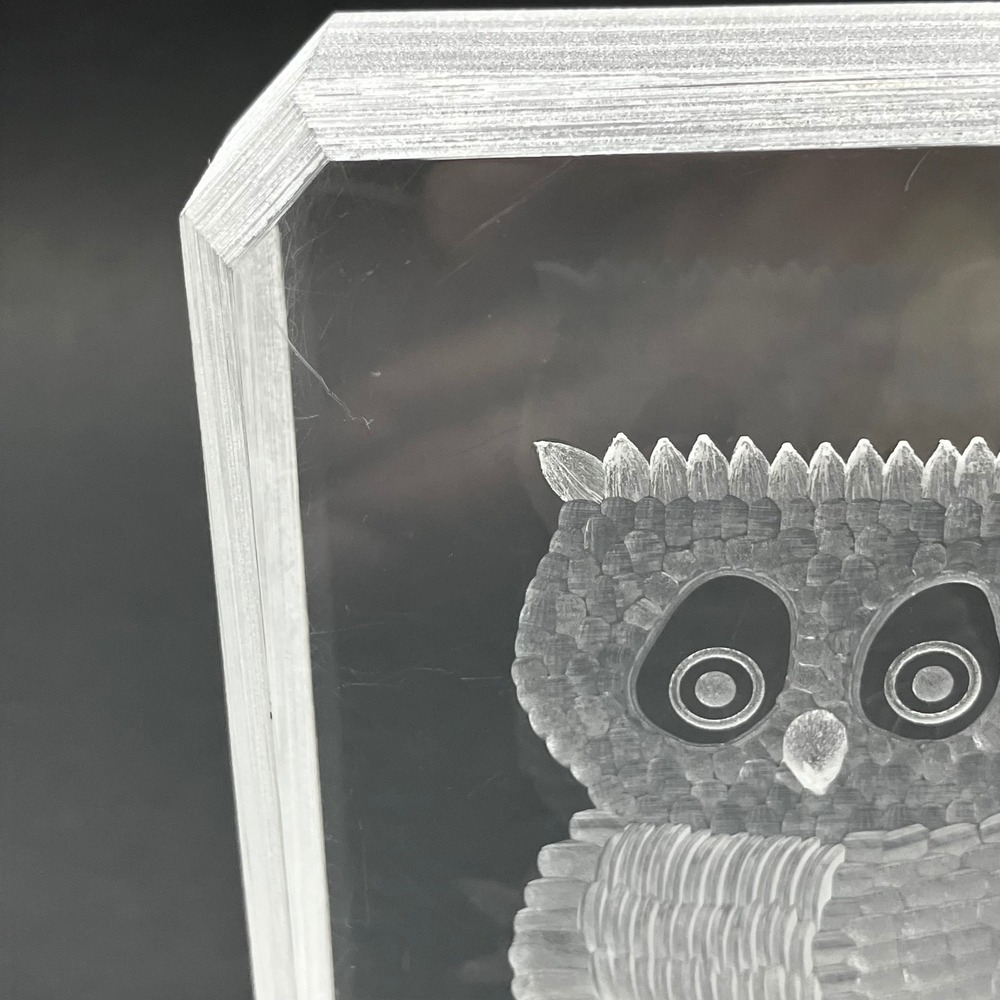 Ronald Fox Sculpture Lucite Owl 4in Clear Vintage Signed 1977 Art Paperweight - Picture 8 of 11